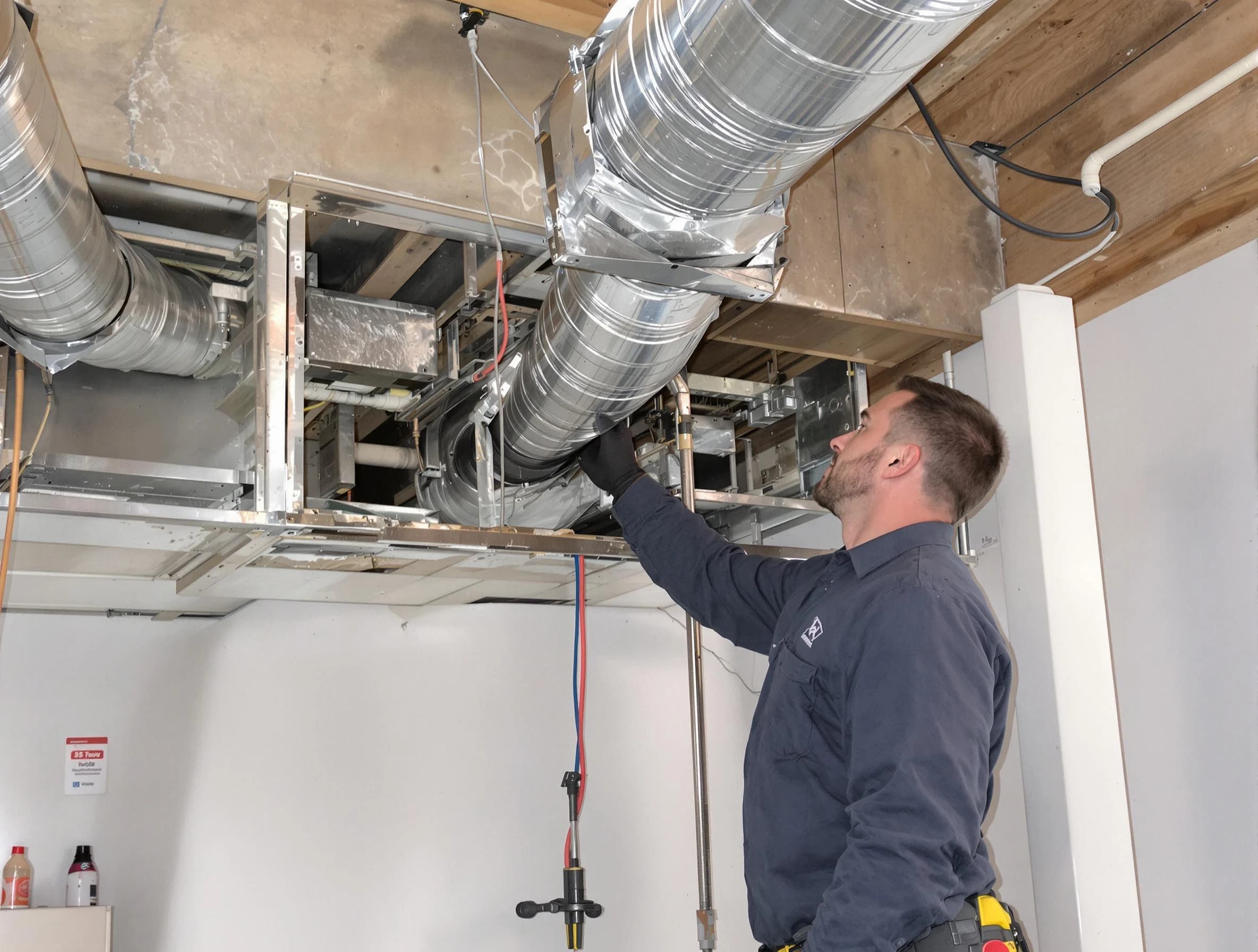 South Strabane Air Duct Cleaning technician performing professional air duct repair using specialized tools in South Strabane