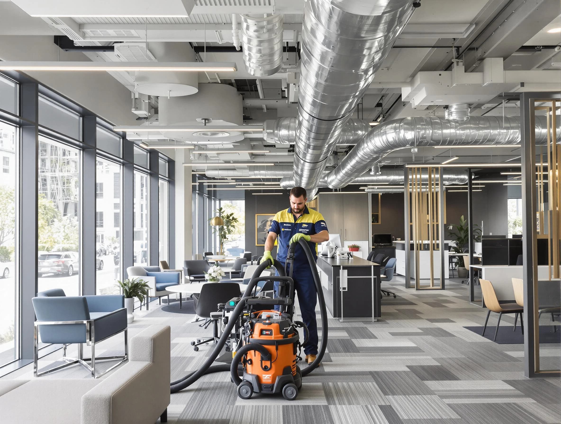 South Strabane Air Duct Cleaning team performing thorough commercial duct cleaning at a South Strabane business center